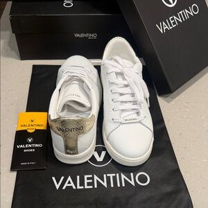 Valentino White and Gold Sneakers